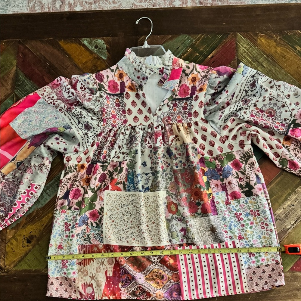 Vibrant Patchwork Floral Blouse - Picture 7 of 7